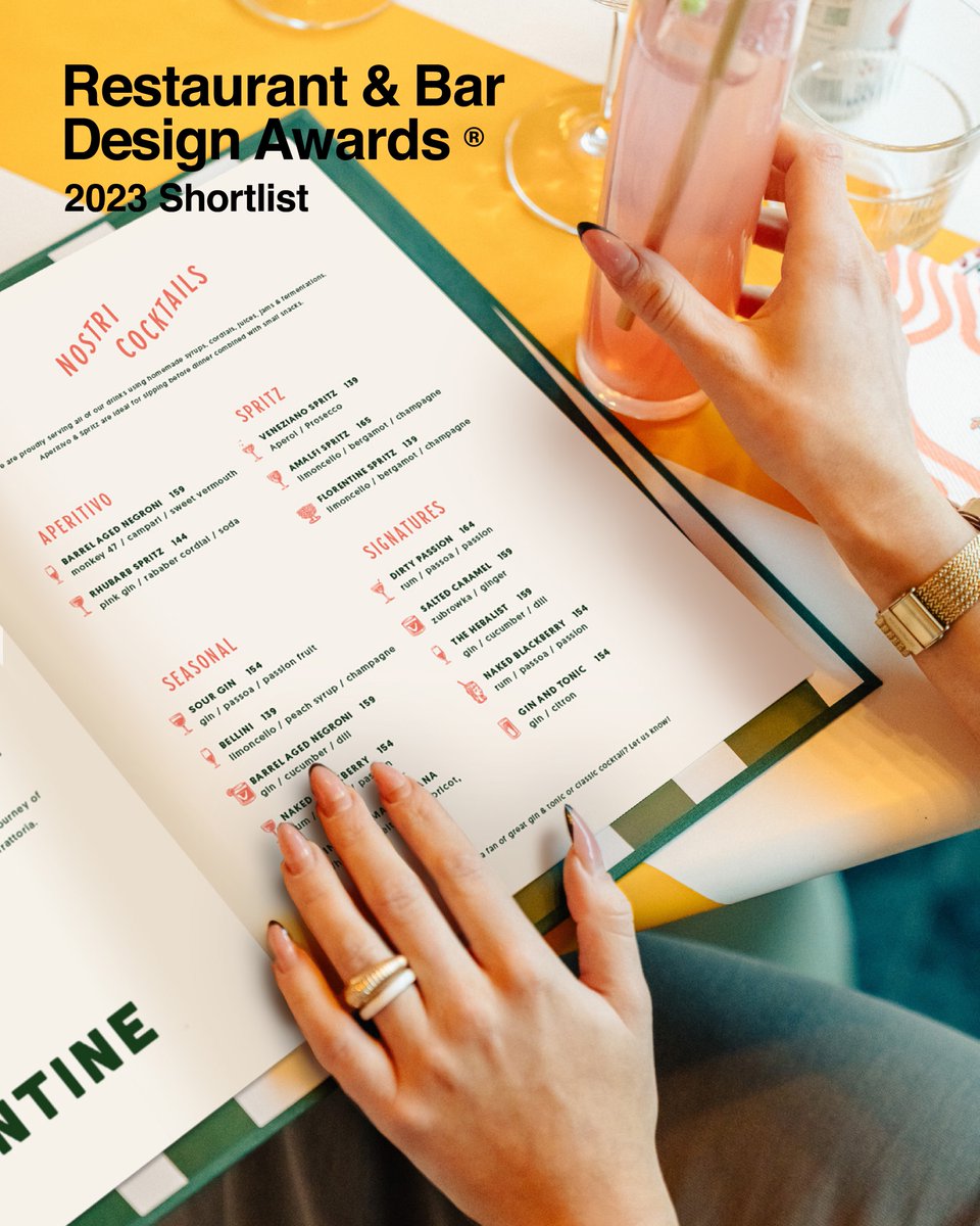 I cannot believe saying this but Florentine Visual Identity has been shortlisted at Restaurant &amp; Bar Design Awards 🎉