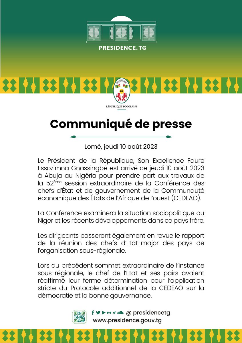 Présidence Togolaise/Togolese Presidency tweet media