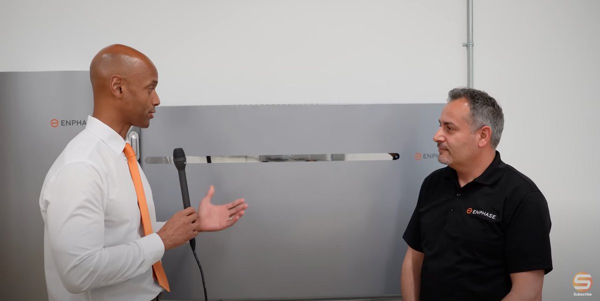 Enphase's tweet photo. How does the new IQ Battery 10T differ from the IQ Battery 10?
#SolarSurge's Joe Ordia talks with Enphase's Mohammad Alkuran about the IQ Battery 10T's sleeker design and mechanical improvements, in a hands-on review at #Enphase HQ in Fremont, CA: https://t.co/VsZaMIIiYL https://t.co/4bSAfFMQ9Q