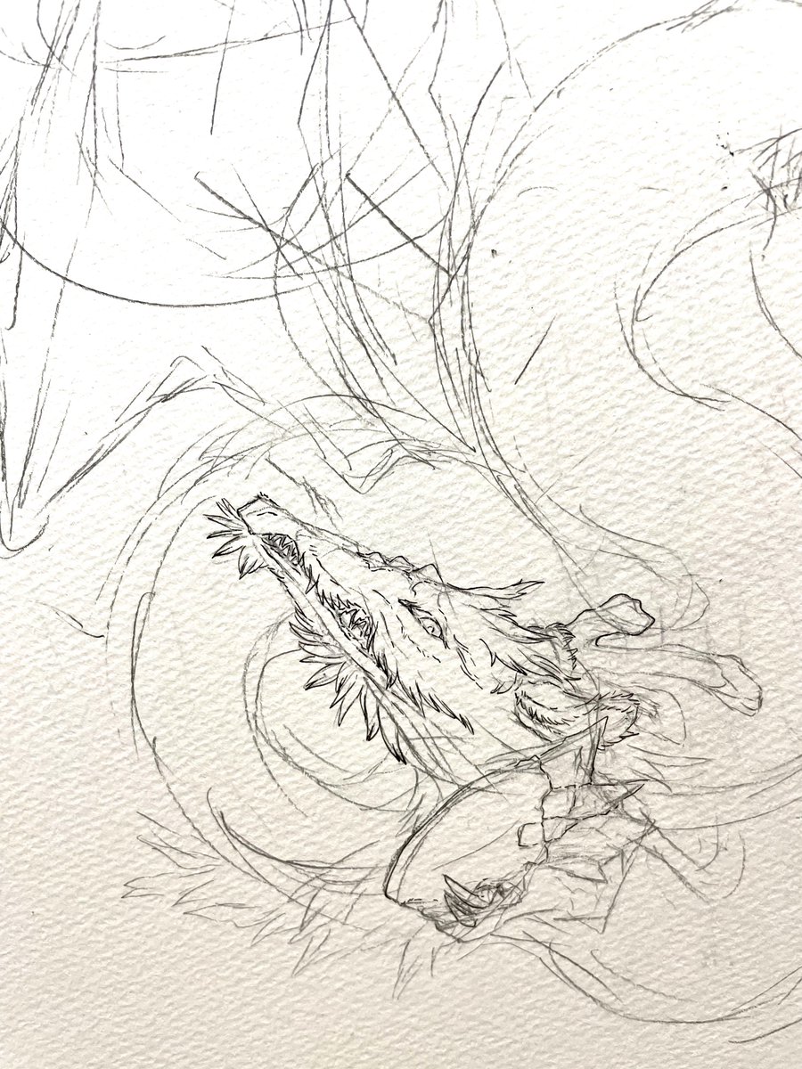 竜…でもドラゴンも描きたい…うーむ  両方描けば良いやん #幻獣展5