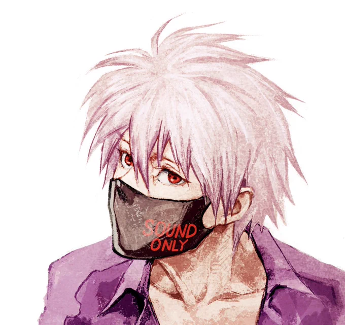 #1日1ラクガキ #歌舞伎町エヴァ脱出 で、諸事情で没になったサウンドオンリーマスクのカヲル君。柄悪すぎに見えるからかも‥‥まあ通ったネタも好きだからヨシ!