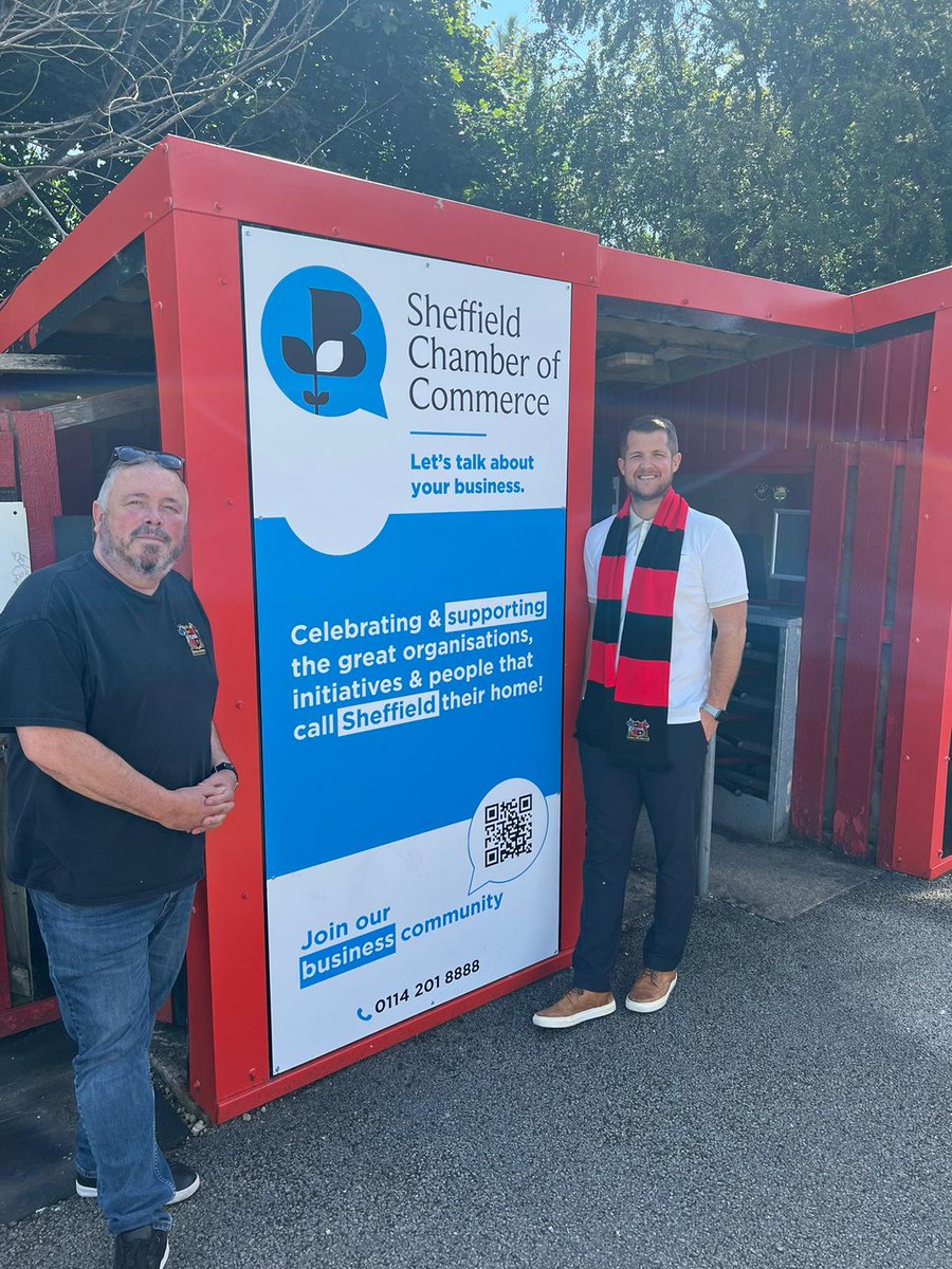sheffchamber's tweet photo. Visiting @Sheffieldfc, The World’s First Football Club, any time soon?
Check out our new #displayboard! 👌
We visited, Premium Partner, #Sheffield FC to chat with Richard Tims and Dylan Ralph and have a look at the newly installed #SheffieldChamber turnstile display board! https://t.co/VodNL6VaCx