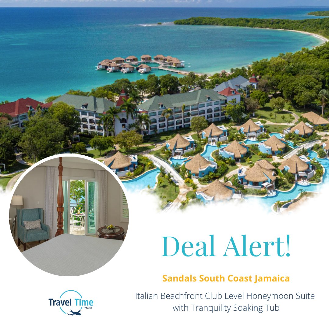 TravelTimeLois's tweet photo. 🔥Deal Alert! 🔥
💯 This week we're featuring Sandals South Coast, in Jamaica! This resort was built to accentuate the beautiful beach on which you'll find it!
All applicable promos apply - ask us for a personalized quote.
#TravelTimeAgency #planwithus #1TravelAgency🛁 https://t.co/y8aytYhHw5