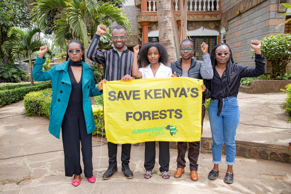 Greenpeaceafric's tweet photo. THE CLIMATE CRISIS IS REAL.

By lifting the logging ban, President Ruto prioritised profit over people &amp; nature which could result in devastating consequences in this crucial time of the climate crisis.

Add your voice to permanently reinstate the ban 👉 https://t.co/dmGVteULDK https://t.co/t2LL1x4C02