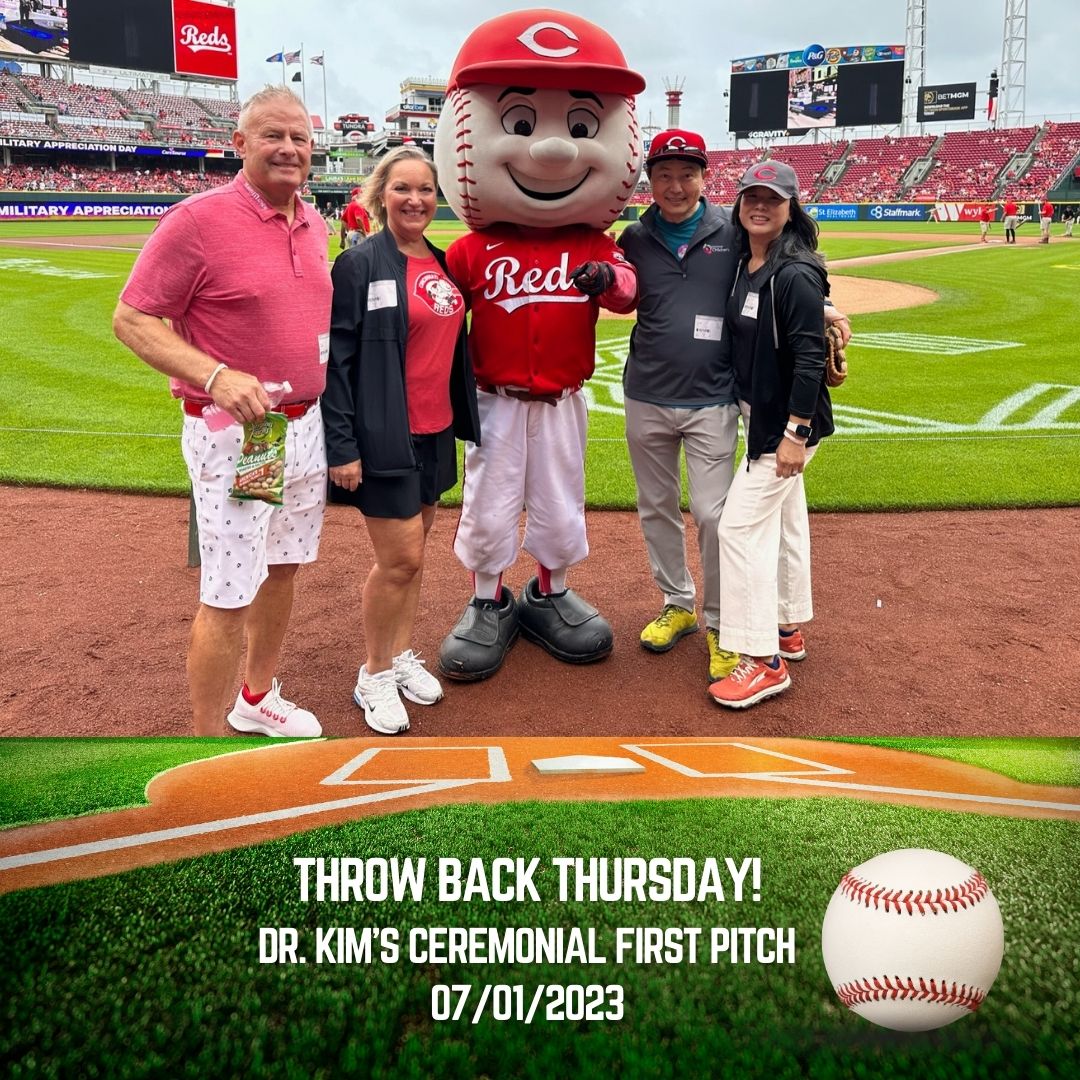 CincyKidsNeo's tweet photo. #ThrowbackThursday to an unforgettable July moment when Dr. Kim rocked the first pitch at the #RedsGame 🎉Joined by his amazing wife Emily, and colleague Dr. Katie Loudermilk &amp; her husband Kevin (Clara Chlon in the crowd, too), it was a grand slam moment for our CCHMC #NeoTeam🌟 https://t.co/tSpzdqkbKp