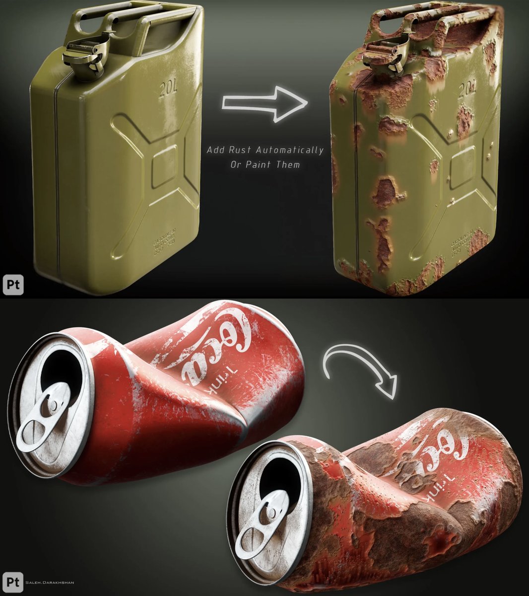 FlippedNormals's tweet image. Add rust to your models in no time with this Rust Brush and Smart Material For Substance Painter Vol.13 by saleh darakhshan 🔥