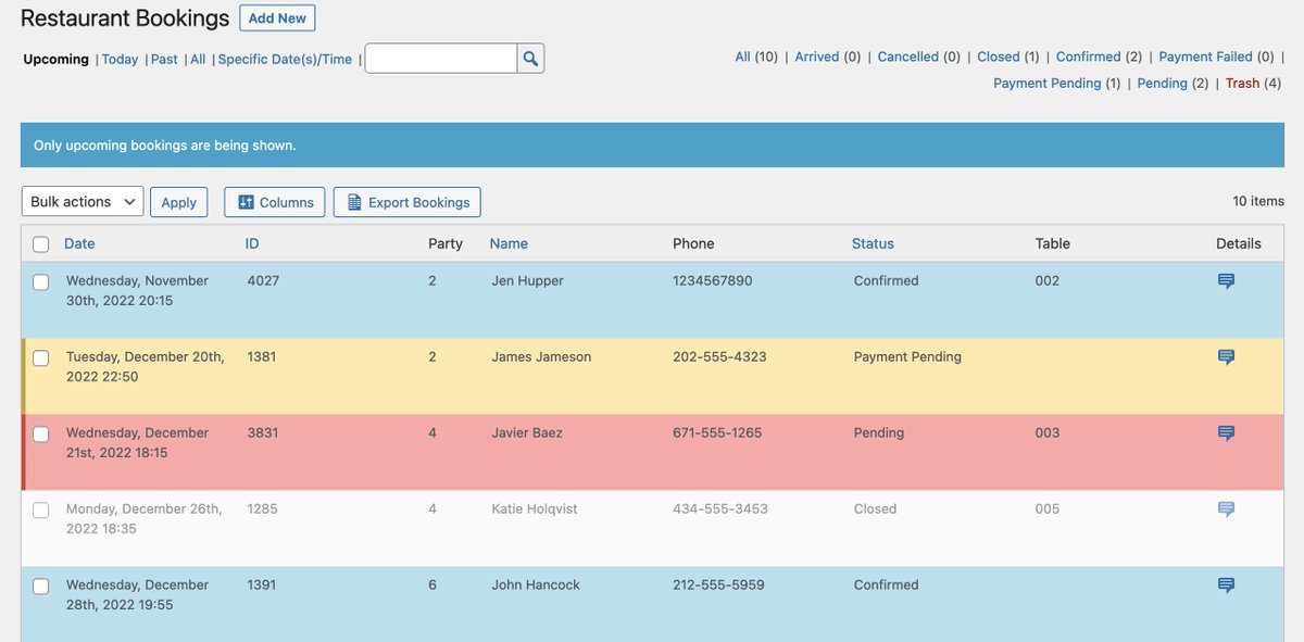 fivestarplugins's tweet photo. Go to the Bookings page in your WordPress admin area to find all of your bookings organzied like this. https://t.co/et8TwXBsYA