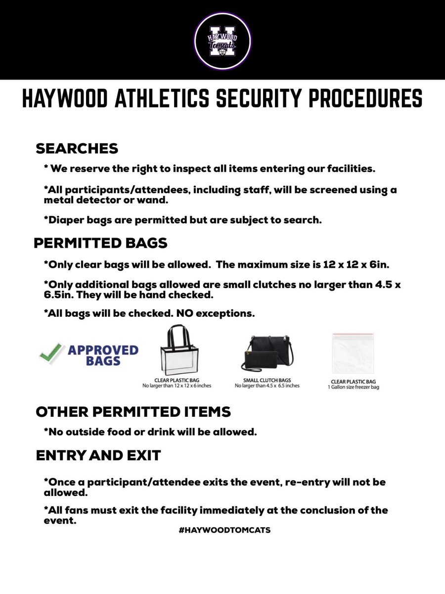 Our first <a href="/haywoodhigh/">Haywood High School</a> home football game is just around the corner on Friday, August 18th! Please be sure to review HCS Athletics Security Procedures to ensure a safe and orderly environment for all. 

#haywoodtomcats