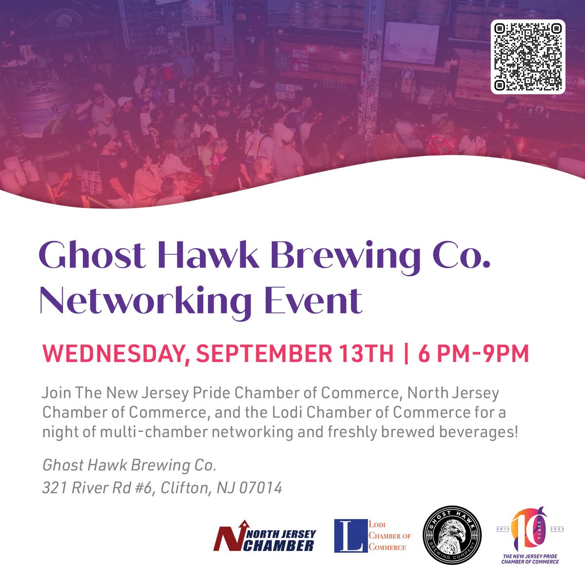 NJPrideChamber's tweet photo. Looking for a fantastic way to spend your Wednesday evening? Join us on September 13th at Ghost Hawk Brewing Company for an incredible evening of networking and refreshing cold beverages with #NJPCC! 🍻🤝
.
.
#NJPCC10 #NJLGBT #LGBTBusiness #lgbtnetworking #njnetworking #LGBTMixer https://t.co/LdKitiSSAp