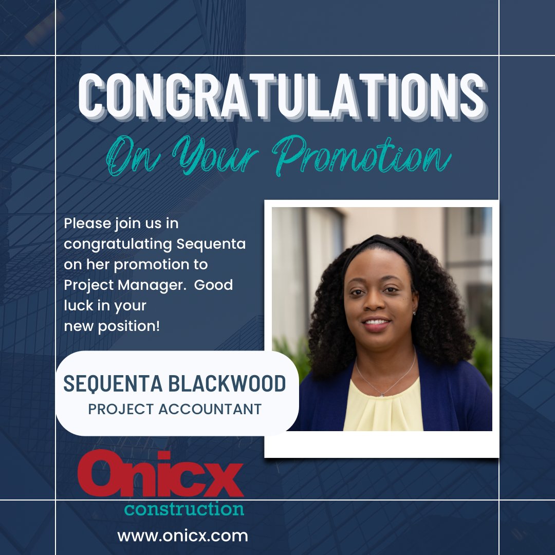 Congratulations, Sequenta, on your well-deserved promotion to Project Accountant!  Wishing you all the best in your new position!