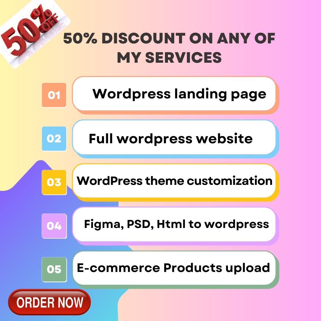 Rahmatulla49175's tweet photo. 50% Discount on any of my services
Hire Me: https://t.co/vM2zYbm7IM

#WordPress #wordpresswebsite #WESTubeみんな来てネ #LandingPages #figma #PSD #HTML #products #productsupload #discount #themeforest #themecustomization https://t.co/syKRFrRrml