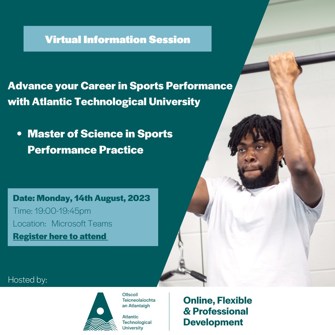Join us on Monday 14th August 2023 from 7pm to 7:15pm where our Academic team will give you an overview of the  MSc in Sports Performance Practice, entry requirements, skills you will gain, and much more. 🏃⚽
Register at loom.ly/hs7bqxY

#FlexibleLearning #SeptemberStart