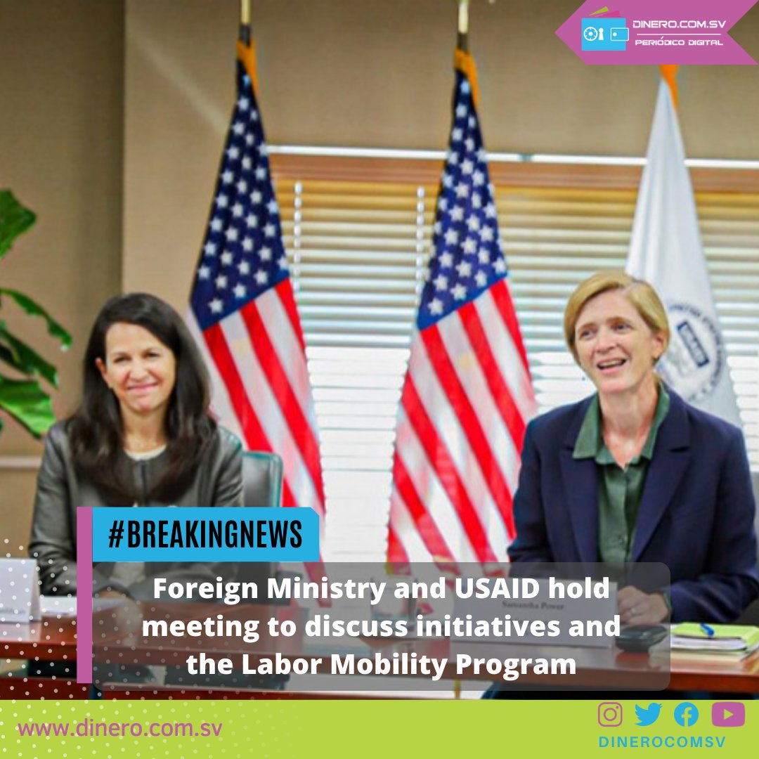 dinerocomsv's tweet photo. #Breakingnews Foreign Ministry and USAID hold meeting to discuss initiatives and the Labor Mobility Program @USAIDES
Read it here: https://t.co/g6Z15zr6Gn
#ForeignMinistry #USAID #LaborMobilityProgram #initiatives https://t.co/56OL68XAol