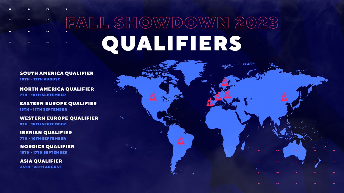Details for the upcoming Fall Showdown Qualifiers are out, 7 Qualifiers across August and September!

Read more here 👉 blast.tv/article/fall-s…

#BLASTPremier