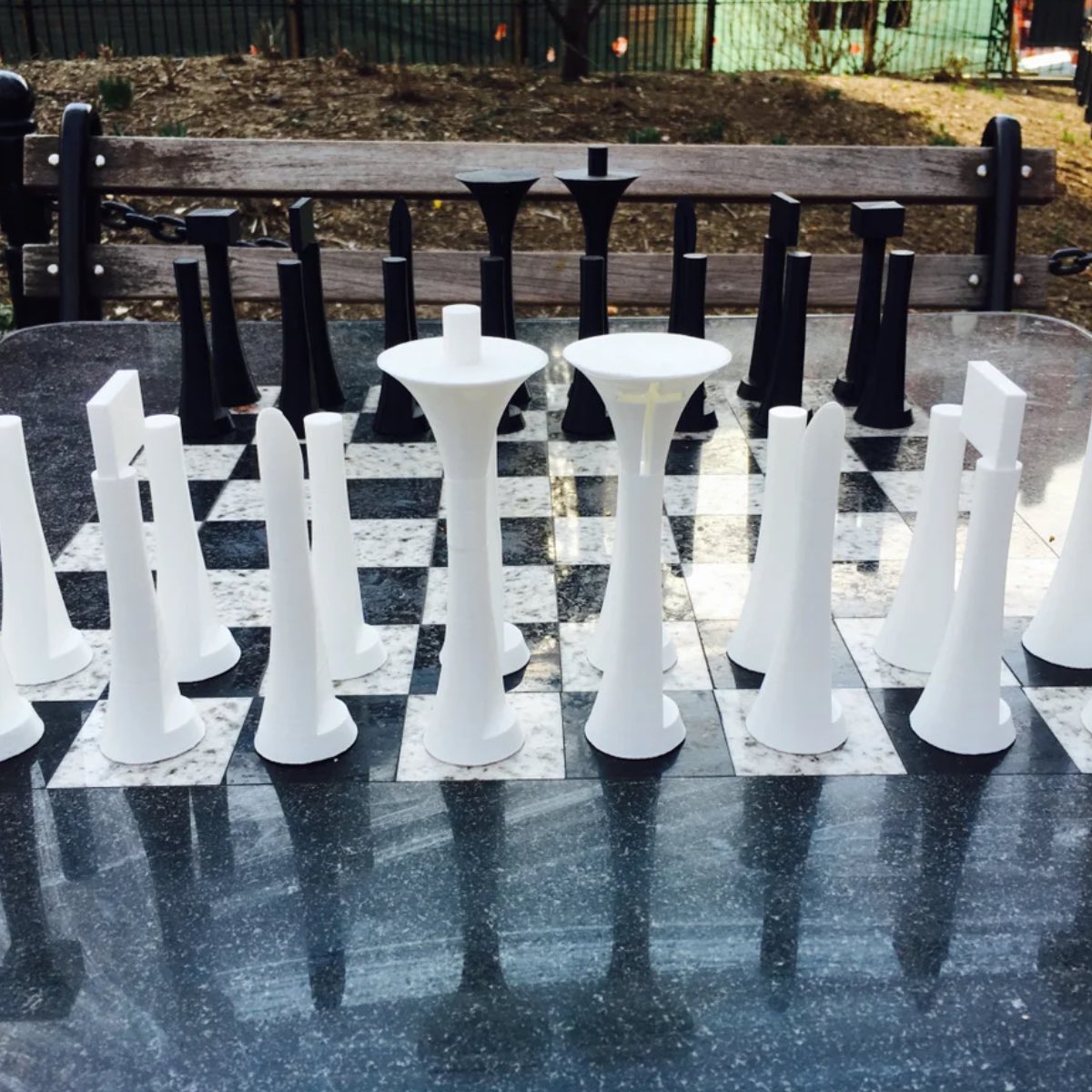 objectsnewyork's tweet image. ChessX: A blend of modern aesthetics and classical techniques while playing with well-designed pieces, perfect for court competition. Relive the timeless joy of chess through a modern lens. #ChessX #ModernChess #OutdoorGaming #DistinctDesign #StrategicElegance