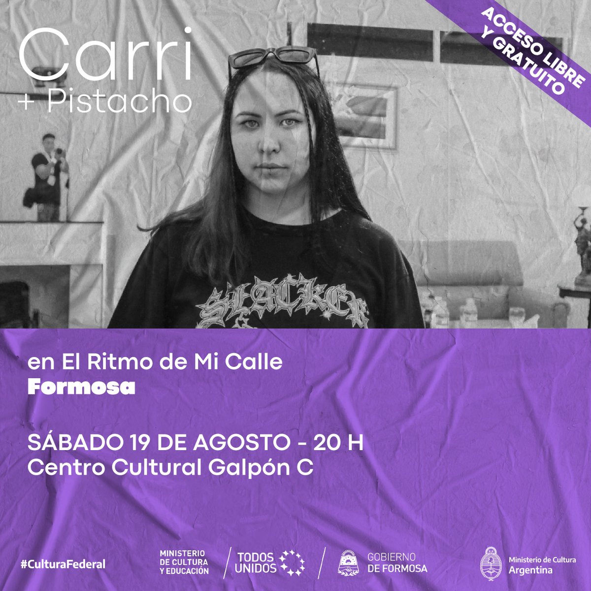 CulturaNacionAR's tweet photo. ¡#ElRitmoDeMiCalle llega a Formosa! 🎤

El sábado 19 de agosto comienza una nueva edición del certamen de culturas urbanas.

🔥 Talleres, charlas, exhibiciones, competencias de #Freestyle, #Allstyle, #Breaking, #HipHop y shows en vivo. 

Inscribite 👉https://t.co/7KS8URbcIf https://t.co/4WNXYiCeLe