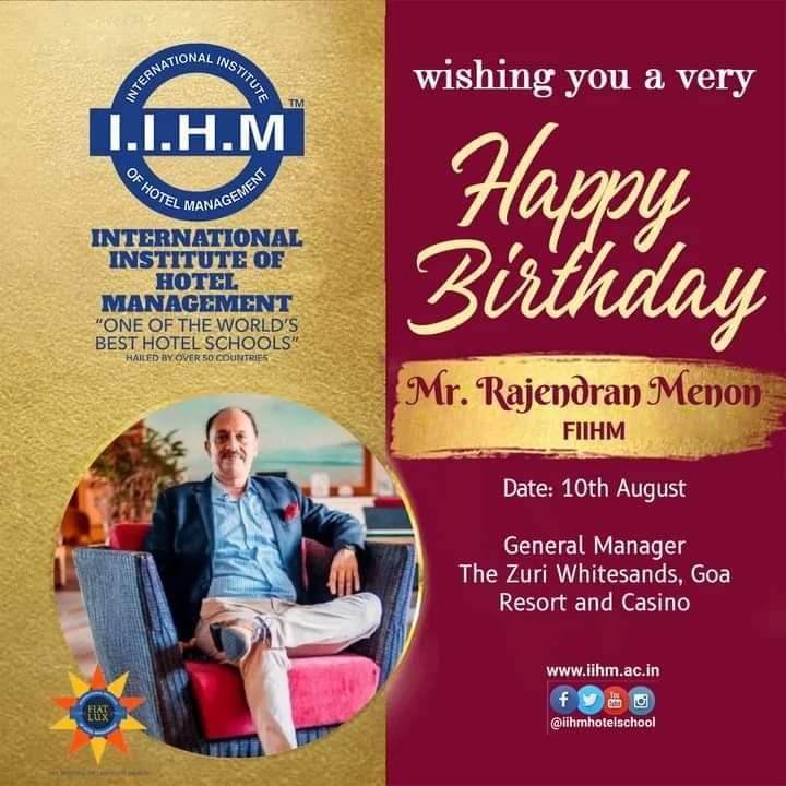 delhi_iihm's tweet photo. Wishing a Fantastic Birthday to Mr. Rajendran Menon, the guiding light behind The Zuri White Sands Goa Resort & Casino. Your leadership, dedication, and passion inspire us all. May this year be filled with new achievements and endless joy! 🎈🥳
#HappyBirthday #FIIHM https://t.co/sE4G6c9P2x