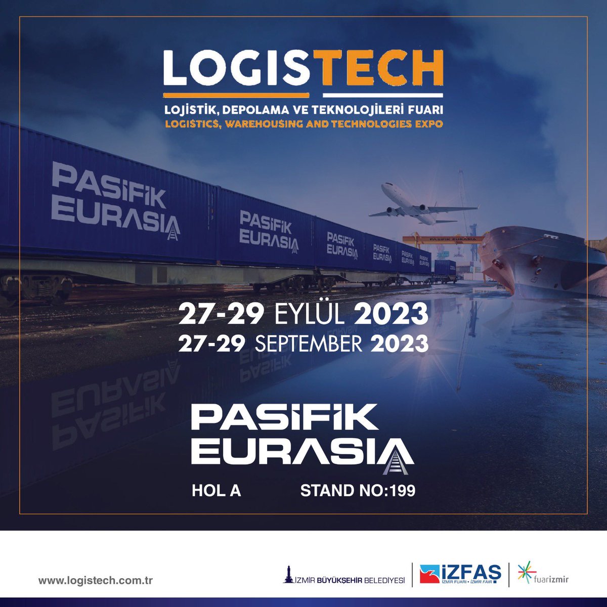 pasifikeurasia's tweet photo. İzmir Logistech Fuarında bizi ziyaret edin!
27-29 Eylül 2023 tarihleri arasında İzmir’de düzenlenecek Logistech fuarında değerli partnerlerimizi ve müşterilerimizi standımızda ağırlamaktan mutluluk duyarız.
HALL:A STANT:199
#pasifikeurasia #lojistiğitasarlar #logistech2023 https://t.co/OBLZlMeUBU