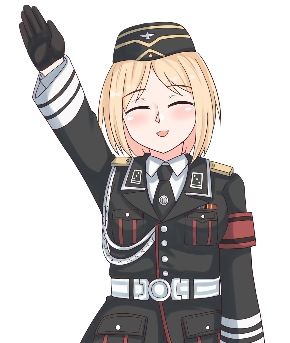 1girl military military uniform blonde hair hat uniform solo  illustration images