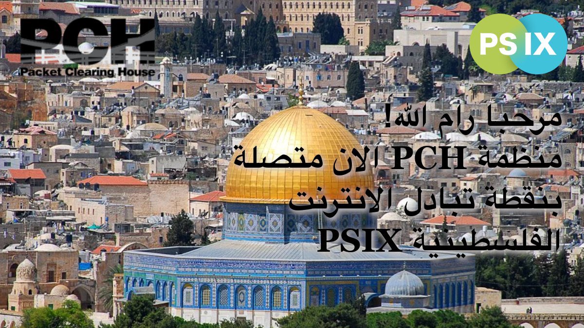 mchakchouk's tweet photo. مرحبا رام الله، مرحبا #فلسطين،
اليوم تم ربط منظومة أسماء مجالات الأنترنات @PCHglobal بنقطة تبادل حركة الانترنات #PSIX. شكرا على الثقة المتواصلة والعمل متواصل لاتمام انجاز مشروعنا الهادف لتحسين وتقوية السلامة الرقمية للبنية التحتية الدولية لاسماء مجالات الانترنات. #ccTLDs #DNS https://t.co/n3VIly3t0s
