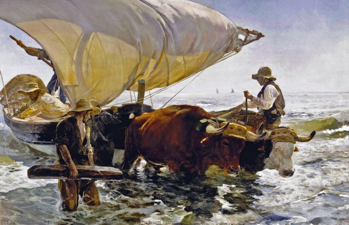 ClioBiblioteca's tweet photo. En honor al fallecimiento de Joaquín Sorolla tal día como hoy, y que estamos en el ANY SOROLLA, estoy haciendo un relato para un concurso que involucra este cuadro.

🖼️ El regreso de la pesca: remolcando el barco (1894) https://t.co/2NCZQUhzQf