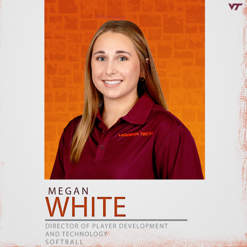 HokiesSoftball's tweet photo. Hokies announce the addition of Megan White as the new Director of Player Development and Technology 🦃 

Welcome to Blacksburg!