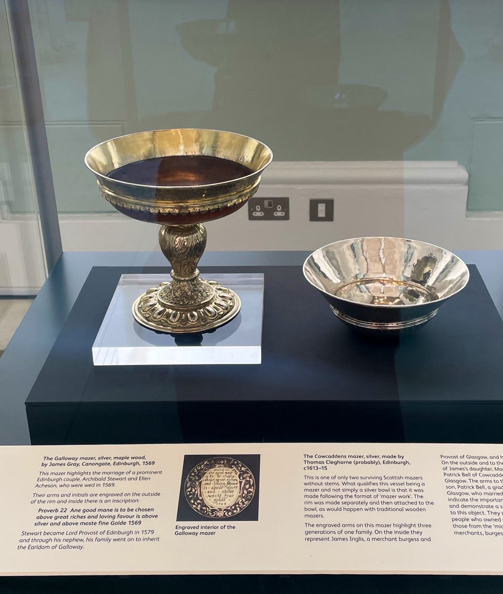 “Uniquely Scottish Silver” a brilliant exhibition <a href="/NtlMuseumsScot/">National Museums Scotland</a> on the distinctive features of Scottish silver craft from 16th to 19th centuries 👏to colleagues who put it together. Favourites for me are the heart brooches, quaichs &amp; mazers. Pop along to see it.
