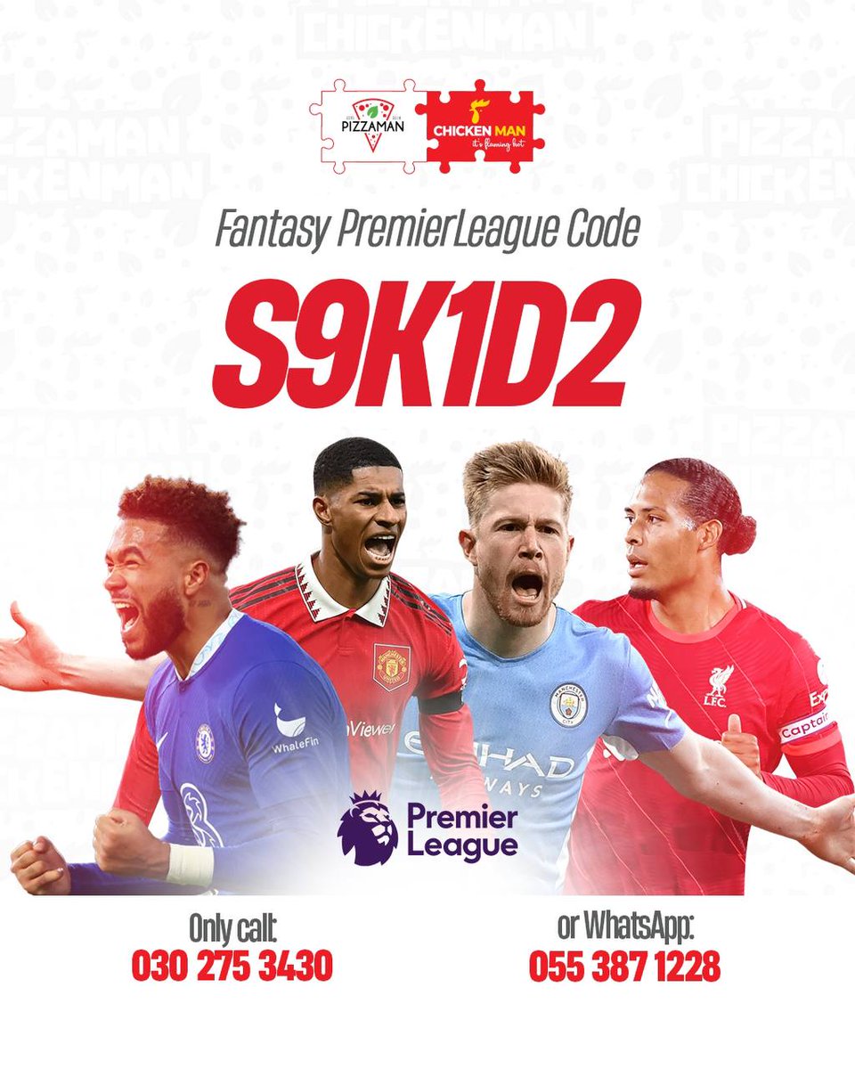 FPLGhana_'s tweet photo. Want some free pizza 🍕 every week?
Join @pizzamanghana fantasy league to enter the race
#fplcodes #fpl #pizzamanfpl https://t.co/e3yys6FQpC