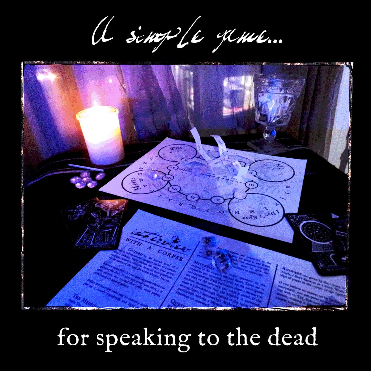 scry_skill's tweet photo. 𝓘𝓷𝓽𝓮𝓻𝓿𝓲𝓮𝔀 𝔀𝓲𝓽𝓱 𝓐 𝓒����𝓻𝓹𝓼𝓮 
a 1-page RPG about talking to the dead
rules light, heavy mood, niche but flexible
all you need is 3+ players, 2d6 and some tokens https://t.co/ZxqpaxNWYS