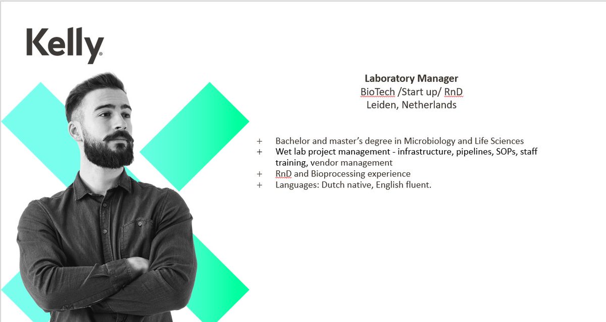 #TopTalent

If you are looking for a Laboratory Manager for your startup or medium sized company, this could be the candidate for you.

BioTech /Start up/ RnD in and around Leiden, the Netherlands

#LabManager #VendorManagement #RnD #BioTech