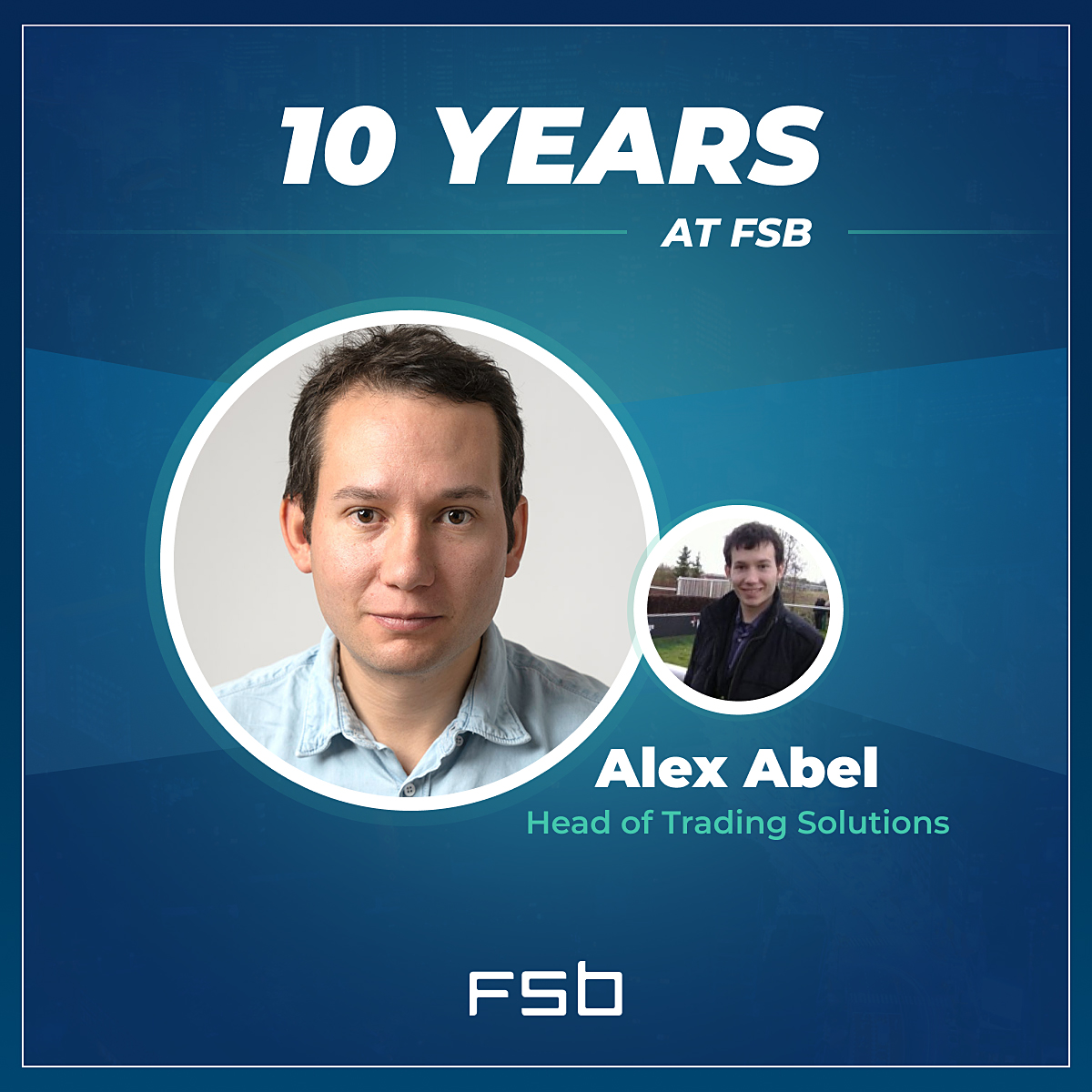 fsbtech's tweet image. This week we're marking a special anniversary as Head Of Trading Solutions Alex Abel celebrates 10 years at FSB.

Alex has played an integral role in the development and success of our expertly managed always-on trading service.

Here's to another 10 years, Alex 🥂
