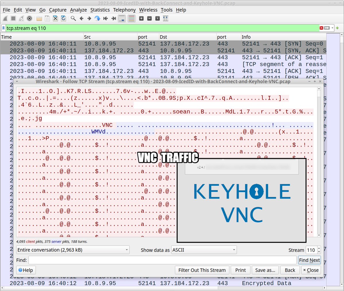 Unit42_Intel's tweet image. 2023-08-09 (Wednesday) — Trojanized Webex .msix installer package contains PowerShell script to install #IcedID (#Bokbot). We also saw #BackConnect traffic and #KeyholeVNC from the infection. List of indicators available at bit.ly/3s1UTpL