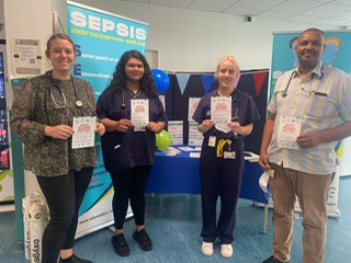 Creating awareness around mandatory sepsis training for staff @WexGenHosp today.  Have you completed your sepsis training?🔍#sepsistrainingmatters