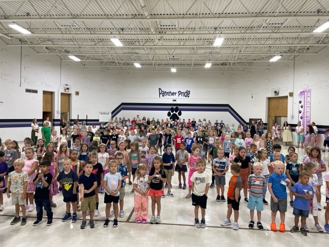 FCPSPanthers's tweet photo. 💜 🐾  First Day Assembly at the Elementary School 🐾 💜 https://t.co/ZBpJTBChEw