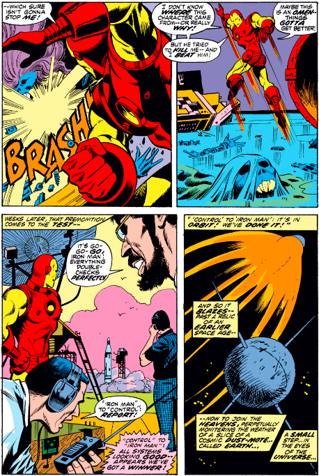 MarvelADay's tweet photo. #MarvelADay #IM51 Our happy ending as the Cyborg-Sinister melts away and Stark Industry's second attempt at launching the satellite is successful. Be here tomorrow as Pat kicks off a run of Ghost Rider stories. - VA https://t.co/w9ySHUTd1c
