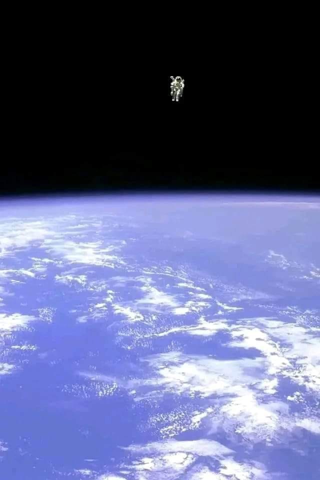 #PPOD: On Feb. 12, 1984, astronaut Bruce McCandless, ventured further away from the confines and safety of his ship than any previous astronaut had ever been. This space first was made possible by a nitrogen jet propelled backpack. Credit: <a href="/NASA/">NASA</a>