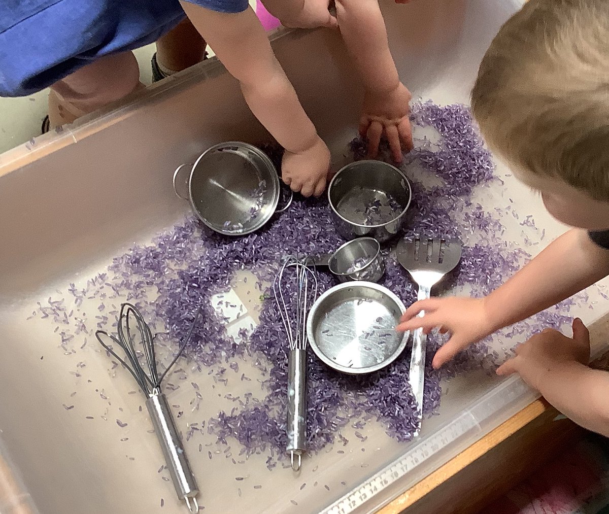 meadowsnursery's tweet photo. The Early Years have explored lavender scented rice in their tactile tray #scentday https://t.co/BJ73rG3Wvk