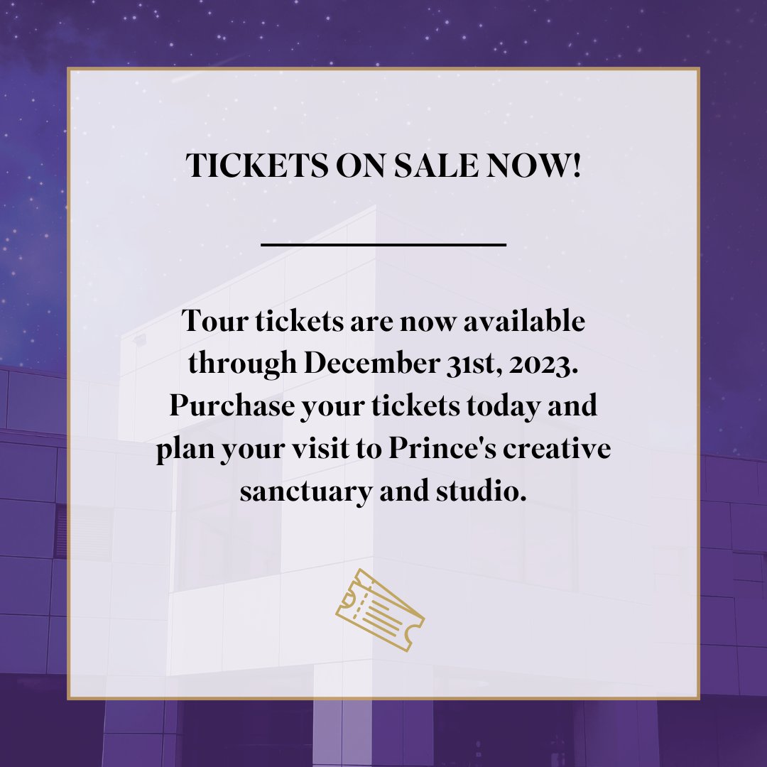 Tickets are now available through December 31st, 2023. Purchase your tickets at paisleypark.com. #PaisleyPark #Prince #Prince4Ever