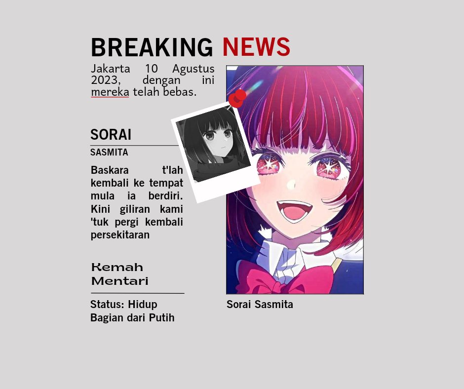 Saya, Sorai Sasmita, telah menghadapi rintangan dan melewati hari-hari di alam terbuka bersama para Pionir dan peserta kemah lainnya dengan perasaan senang dan puas. Saya siap kembali pulang ke tempat asal tanpa beban berat di pundak.
