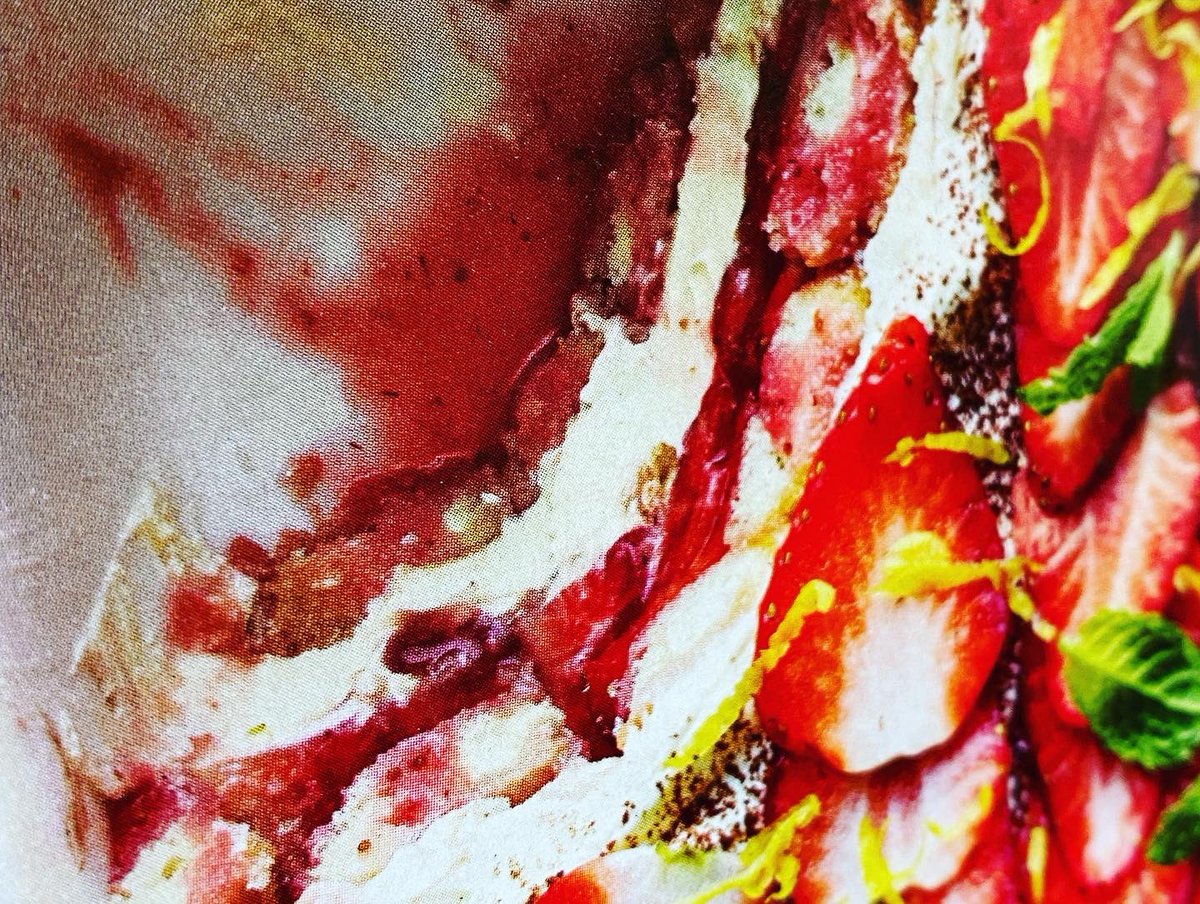 Summer make over strawberry  Tiramisu , strawberry coulis coffee liqueur , double cream , mascarpone, vanilla bean paste , sugar , lady fingers Lemon zest chocolate grated coco powder mint strawberry sliced