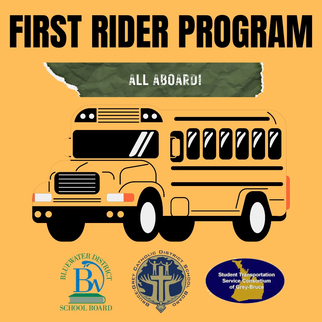 Attention: Parents of First-Time Bus Riders! Student Transportation Service Consortium of Grey-Bruce is excited to introduce the First Rider Program, a School Bus Safety Program, happening this summer. You can learn more and find dates and times here: bgcdsb.org/apps/news/arti…