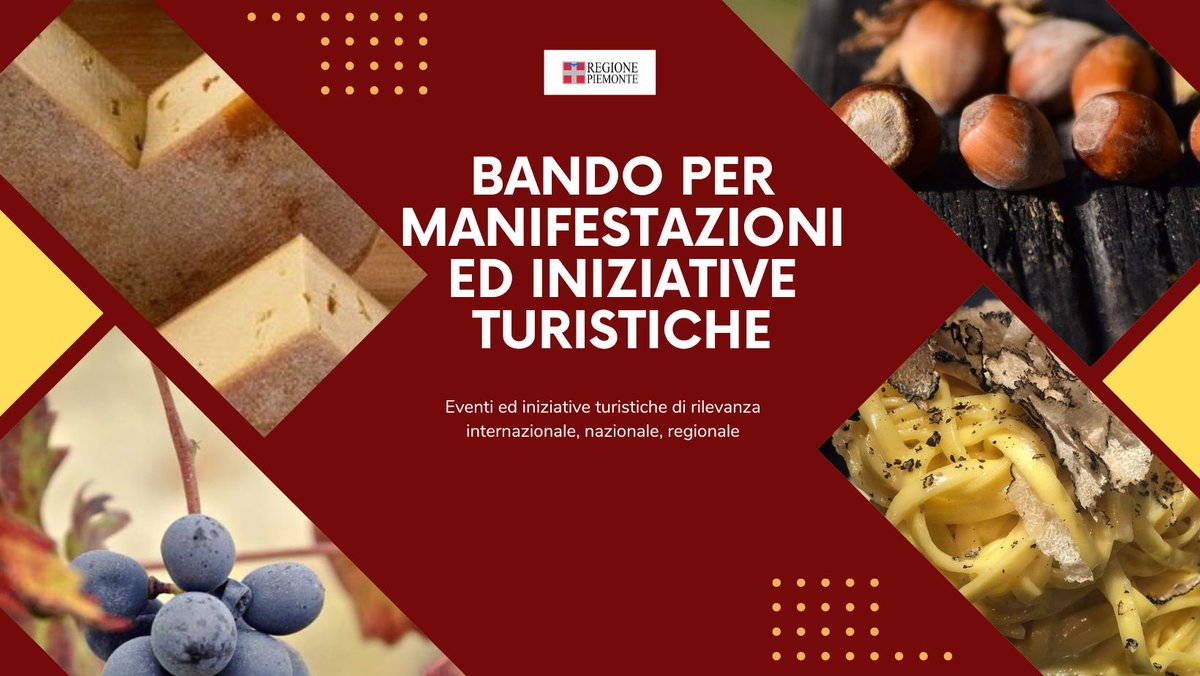 regionepiemonte's tweet photo. Contributi della Regione #Piemonte per manifestazioni ed iniziative #turistiche di rilevanza internazionale, nazionale, regionale, promosse e/o organizzate da enti pubblici o di diritto pubblico ed associazioni senza scopo di lucro del Piemonte ⤵
https://t.co/ogCPmSmYek https://t.co/uZa4TDOBJ6