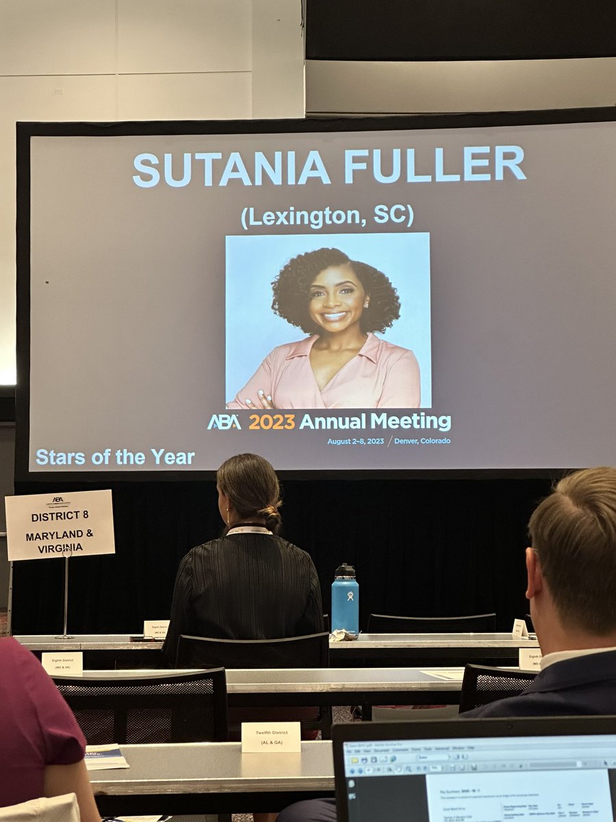 itsLaJessica's tweet image. I enjoyed my time at the @ABAesq annual conference. I got to meet so many impressive attorneys. And the best part was   @SCBarYLD racking up on awards at the YLD Assembly! 
And @SutaniaFuller was recognized as a Star of the Year. 🌟 

South Carolina always reps well at ABA!