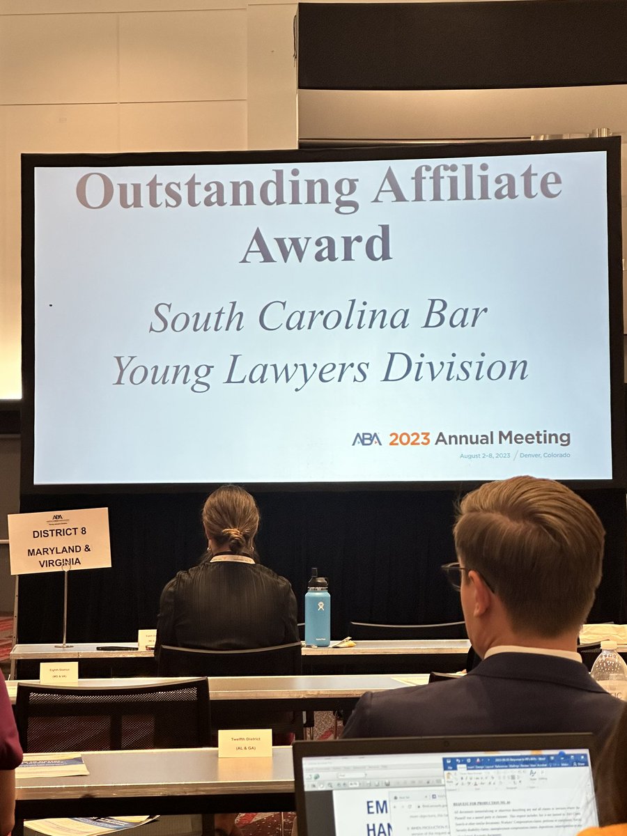 itsLaJessica's tweet image. I enjoyed my time at the @ABAesq annual conference. I got to meet so many impressive attorneys. And the best part was   @SCBarYLD racking up on awards at the YLD Assembly! 
And @SutaniaFuller was recognized as a Star of the Year. 🌟 

South Carolina always reps well at ABA!