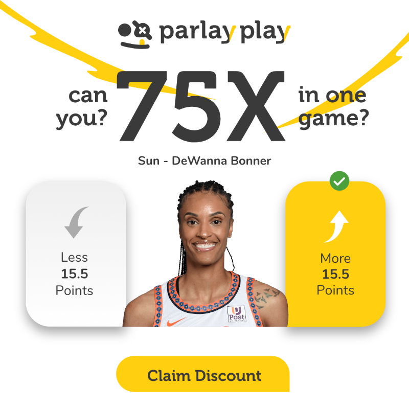 parlay_play's tweet photo. 🚨 Throwback Thursday Flash Sale 2 🚨 

For a limited time, we're dropping DeWanna Bonner's Points stat from 20 to 15.5!

This promo won't last all day, so be quick to build your entry before the discount disappears!