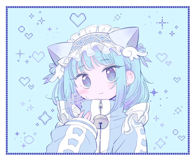 【創作絵】うちの猫耳天使ちゃん #創作 #天使界隈 #水色 