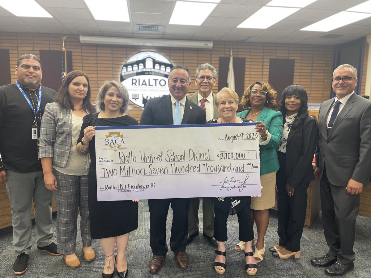 It was an honor and privilege to present a check for 2.7 million dollars from our ARPA funds to help rehabilitate the Eisenhower High School Baseball Field and the Rialto High School Field. It is great to give back to the high school I went to and campus I taught on.