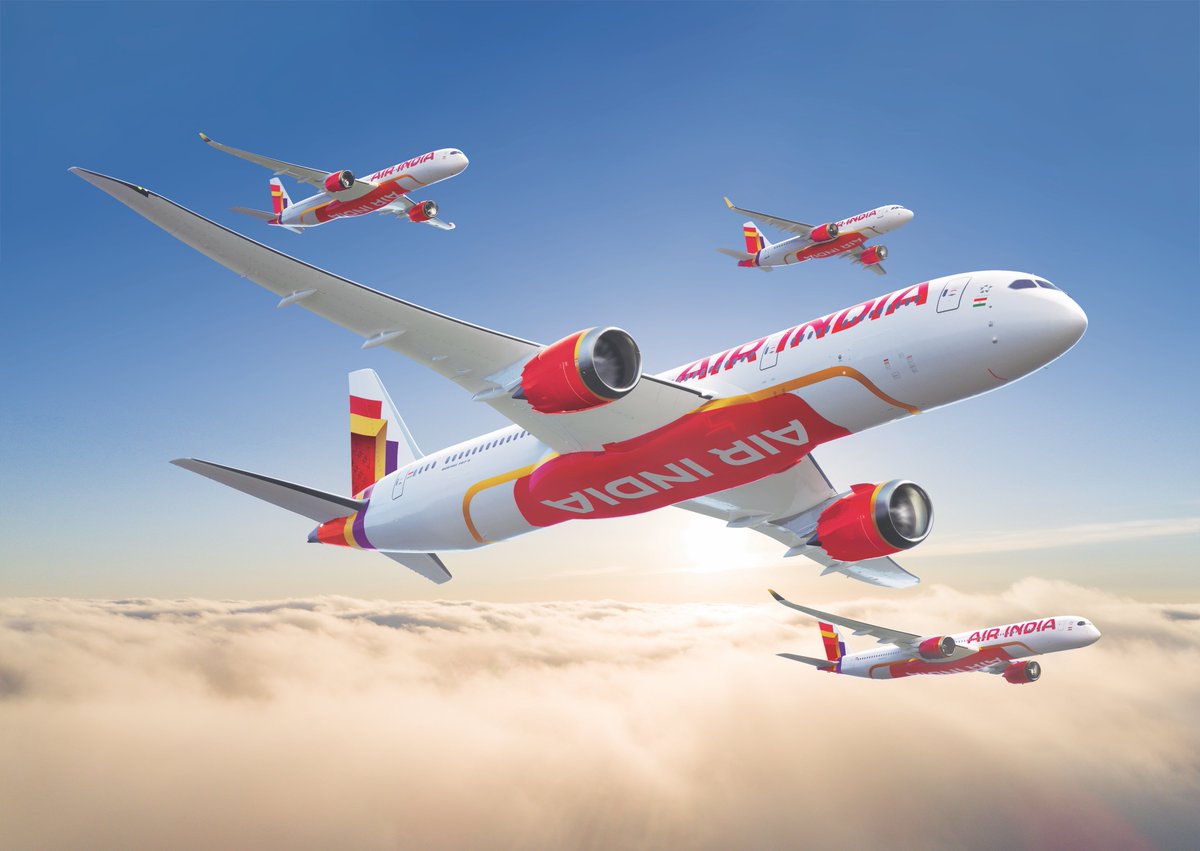 jonostrower's tweet photo. NEWS: After confirming its 470 airplane order in June, Air India unveiled its new corporate logo and aircraft branding. https://t.co/qqVI0QbMyf