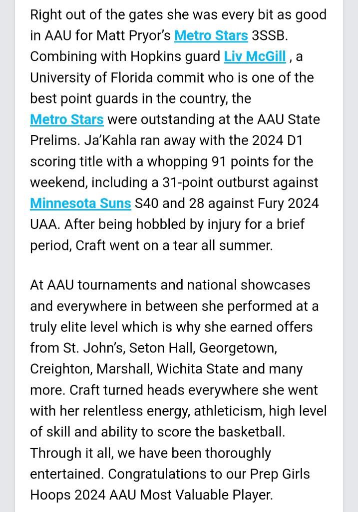 JakahlaCraft's tweet photo. Thank you for the write up @PGHMinnesota @GMacHoops @MnMetroStars https://t.co/6sXiRW8coT