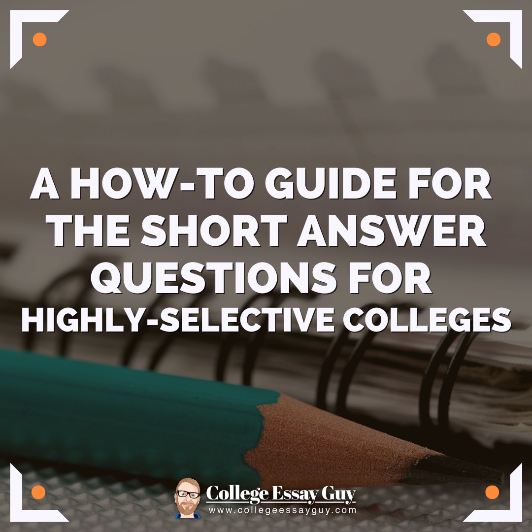 Short answer questions can be seem simple, but taking them at face value won't give colleges much information about you (which they need if they're going to admit you!) Check out this 🔗 link for tips to add more spice to your short answer prompts 📝 : collegeessayguy.com/blog/a-brief-h…